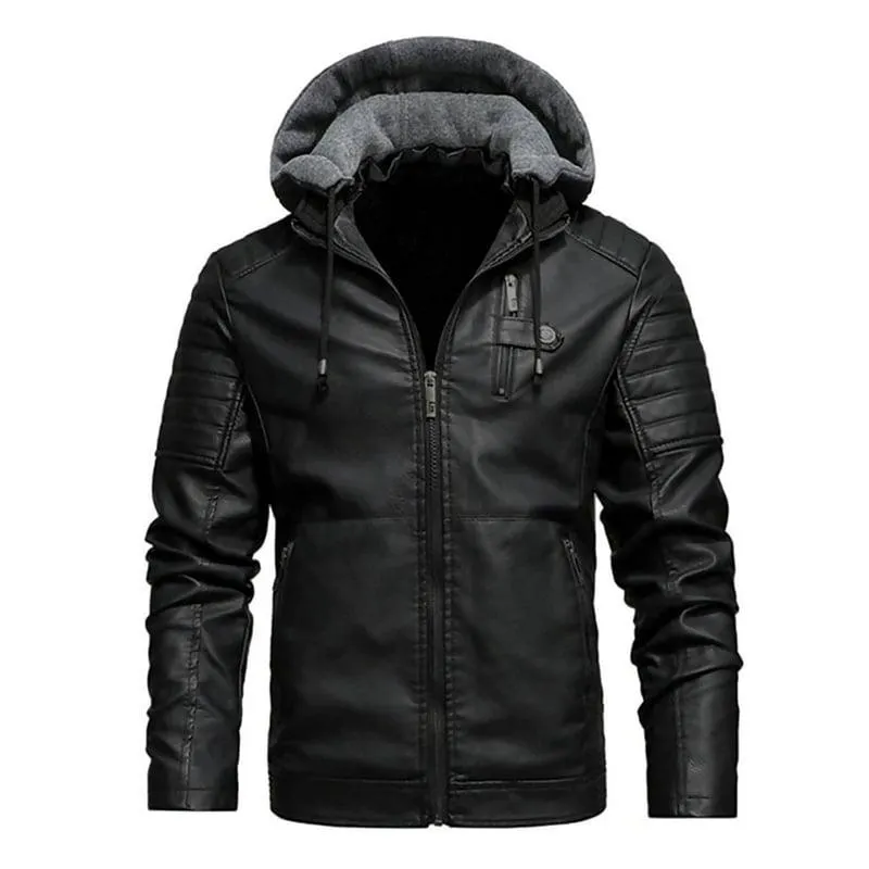 Chaqueta Hombre Cuero Sintético Smooth-Negro