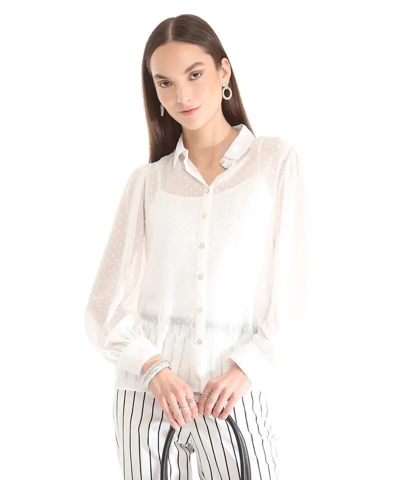 Camisa Manga Larga Globo Con Top Interno