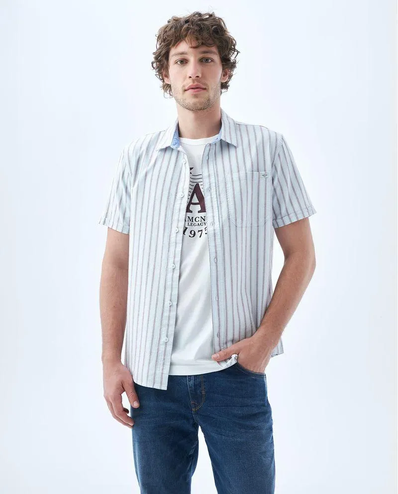 Camisa en tela preteñida para hombre