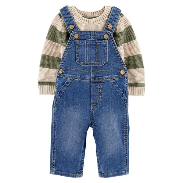 Set Overol Azul y Buzo Rayas Niños - Carter's