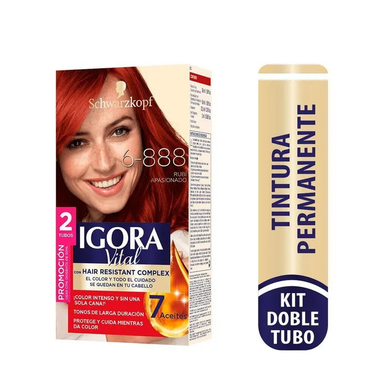 Tinte Igora Vital Kit 6-888 Rubi Apasionado Doble Tubo
