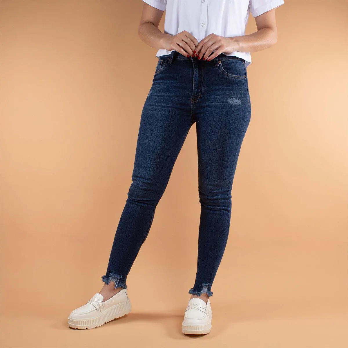 Jeans tipo skinny clásicos color azul