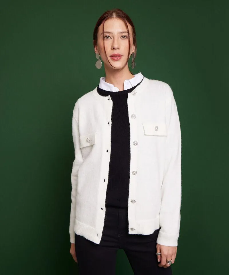 Saco Manga Larga Con Botones Brillantes