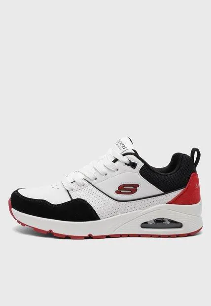 Tenis Lifestyle Blanco-Negro-Rojo Skechers Uno - Retro One