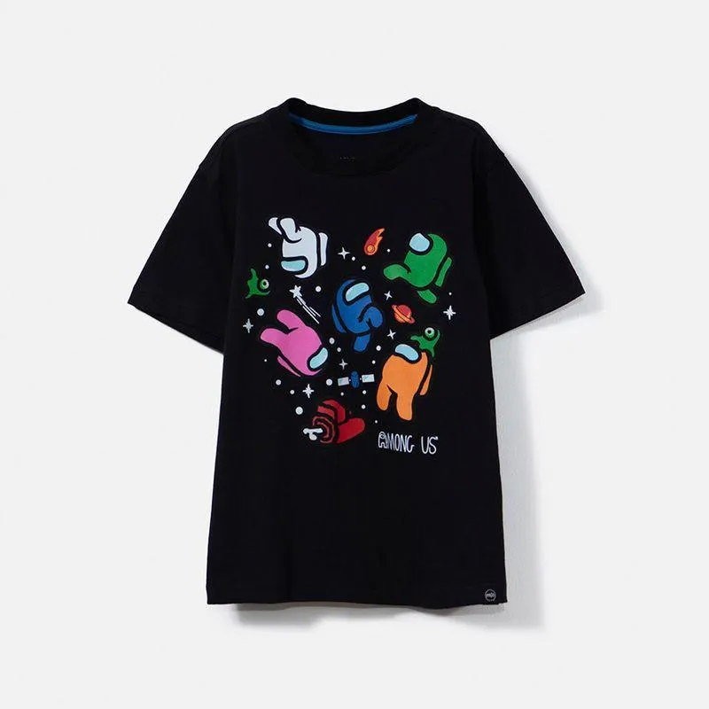 Camiseta de Among Us manga corta negra para teen niño