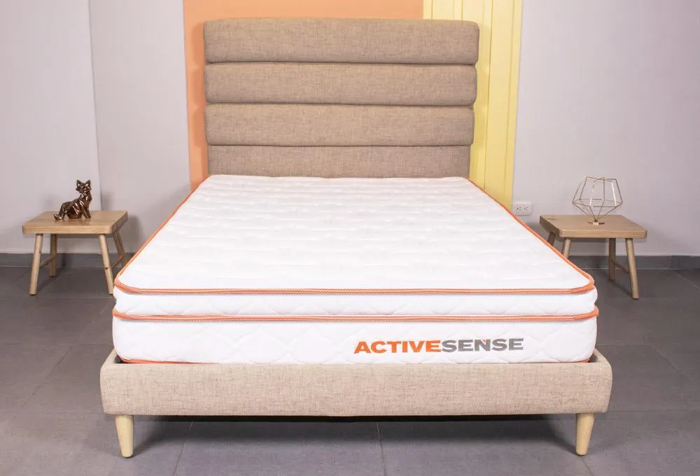 Combo Colchón Active Vali + Cabecero + Base Cama Beige