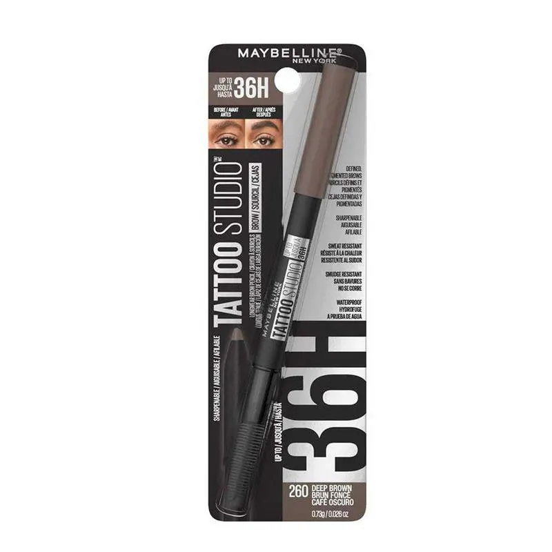 Delineador Cejas Maybelline Tattoo Studio Pencil Deep Brown X 2.5 Gr