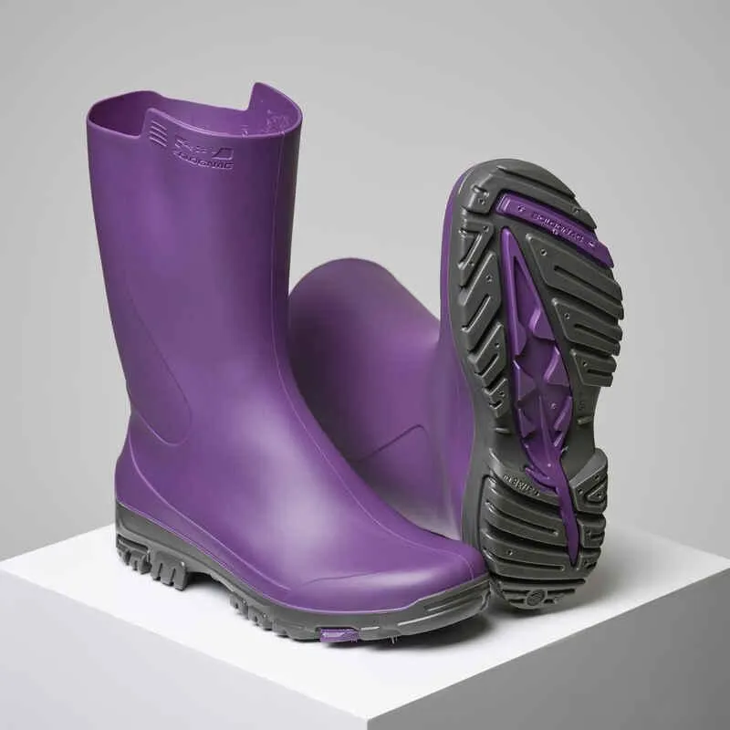 Botas impermeables livianas PVC Mujer Solognac Inverness 100 Moradas