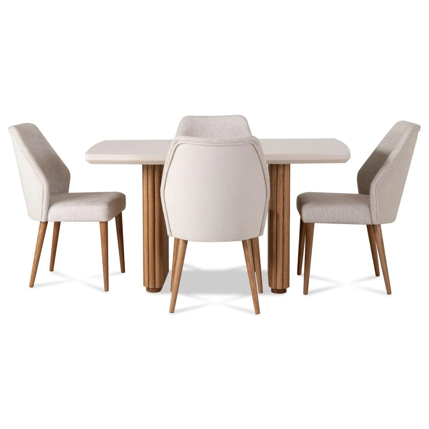 Comedor 4 Puestos Brooklyn Microfibra Vizcaya Crudo, Natural