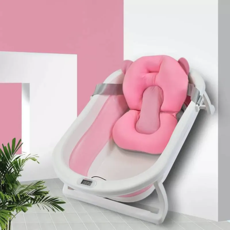 Bañera Bebé Happy Baby Con Cojín Y Termómetro Hawai Rosa