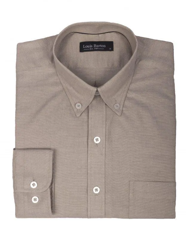 Camisa Oxford Manga Larga Color Caqui – Moldería clásica