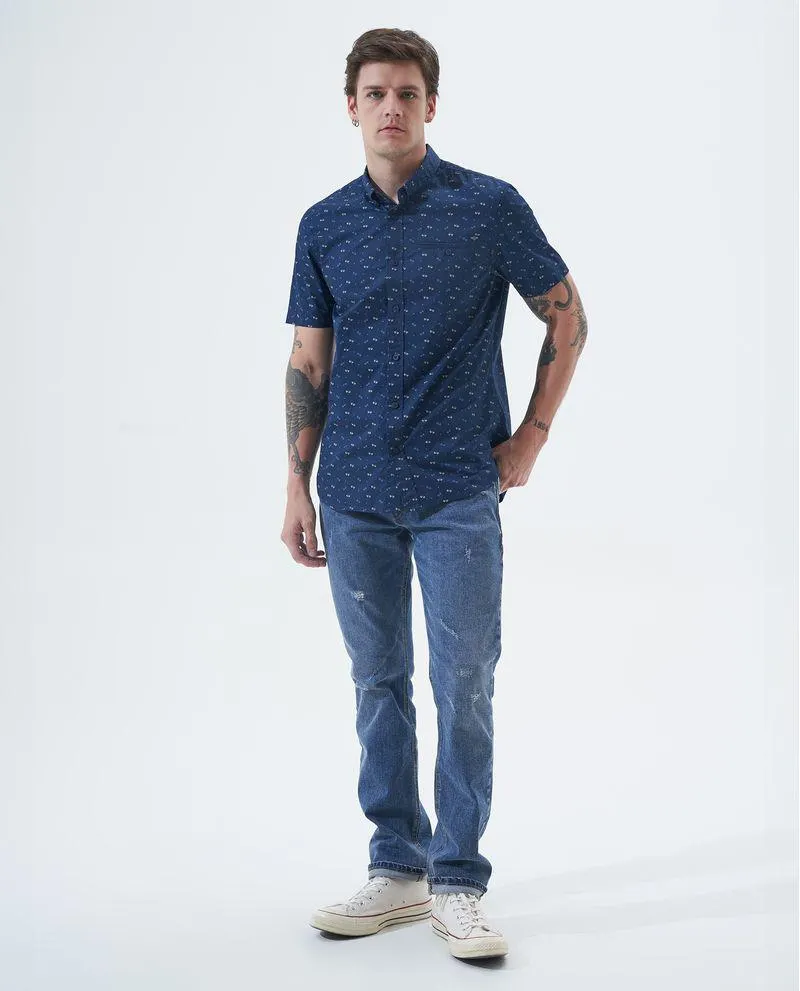 Camisa con mini print para hombre