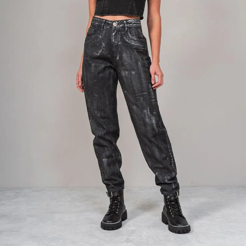 Jean Momfit Talle Alto Foil