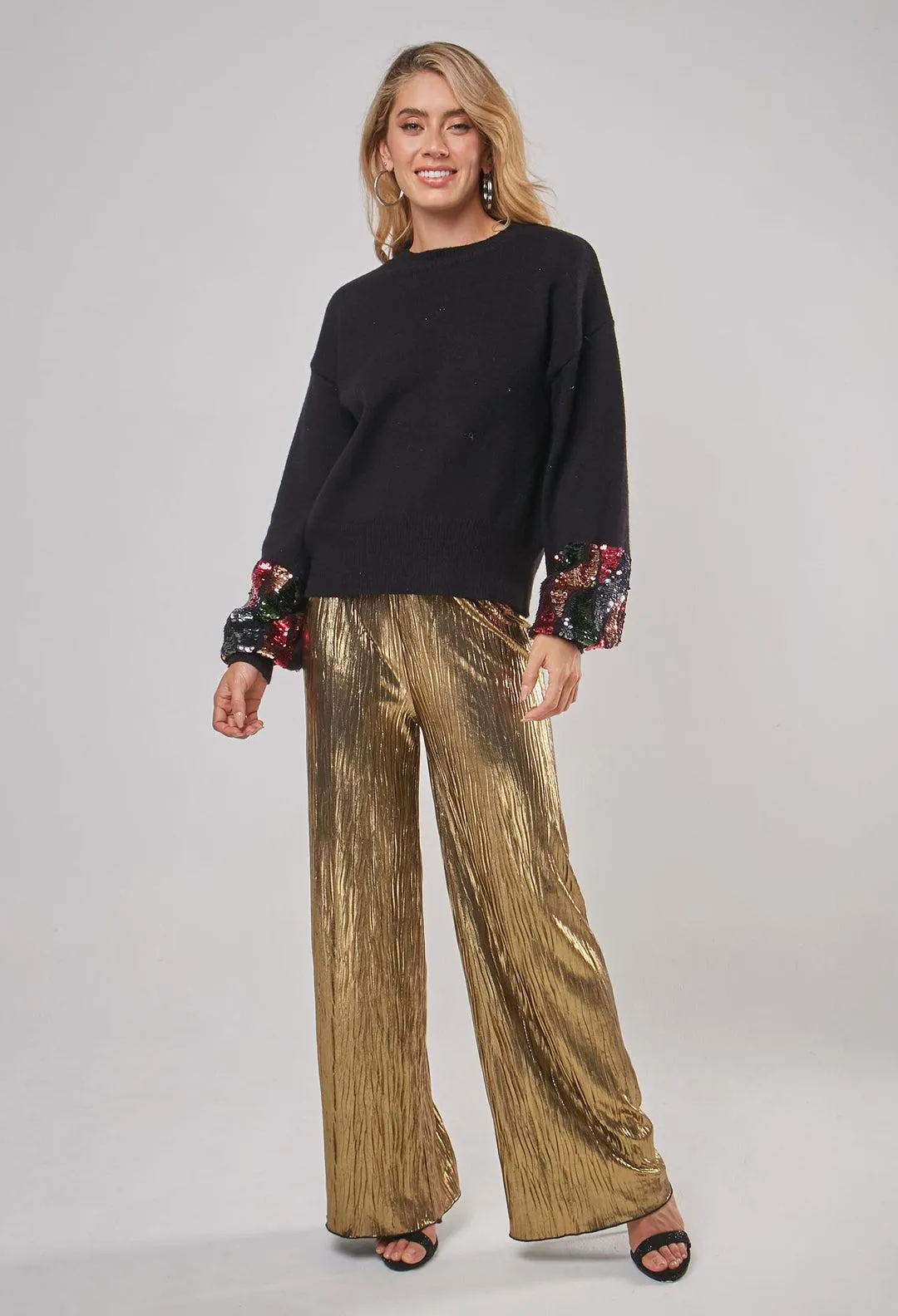 Pantalón Plizado Metalizado Mujer - SALE