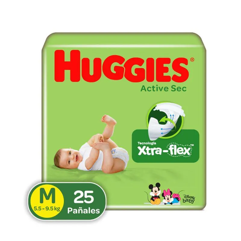 Panal Huggies Active Sec Talla M Pqte X 25 Und
