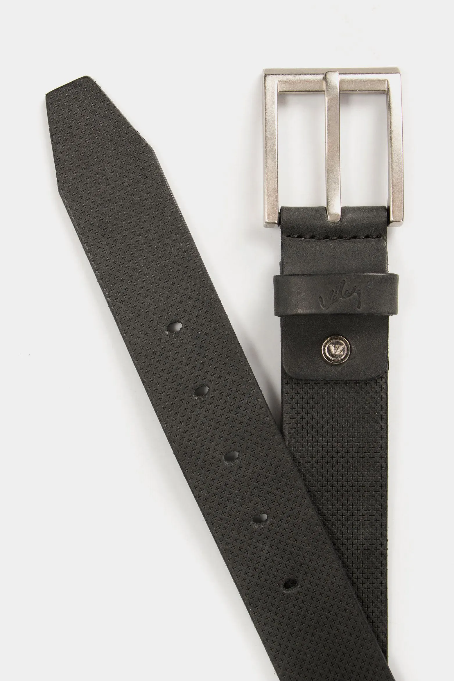 Cinturón unifaz kiat de cuero para hombre grabado placa cruces