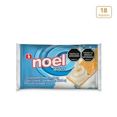 Galletas Wafers Noel Vainilla x 432g x 18 Paquetes