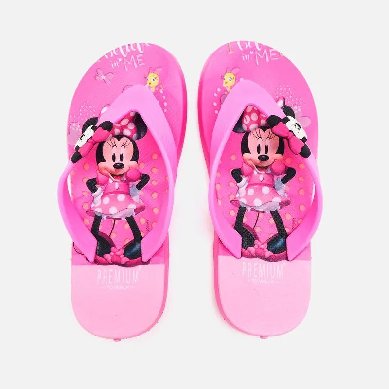 Sandalia de Minnie Mouse tres puntadas rosadas para niña