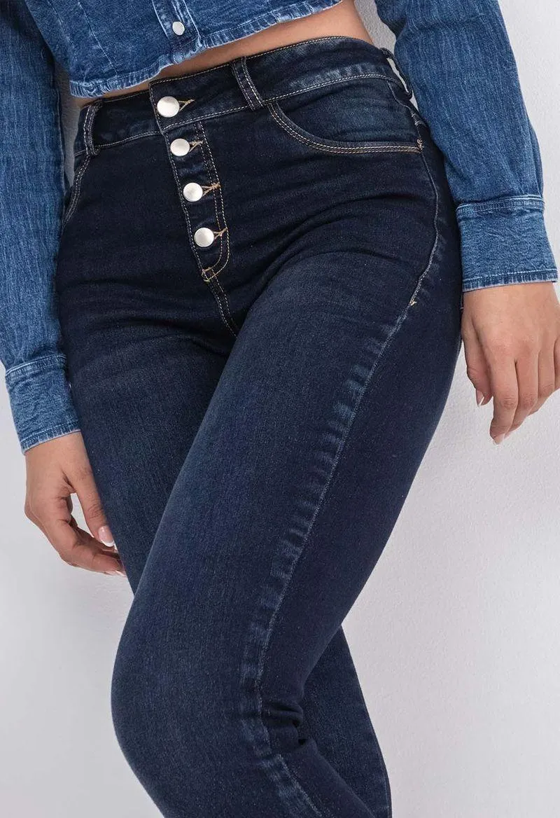 Jean reductor tiro alto bota tubo tobillero