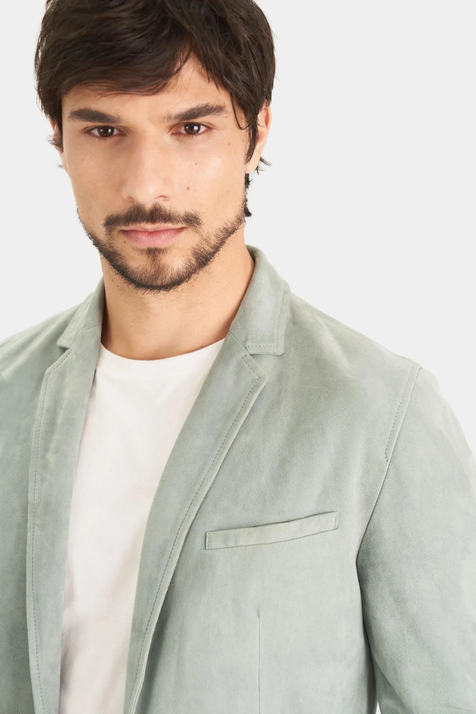 Blazer niger de gamuza para hombre fit semi ajustado