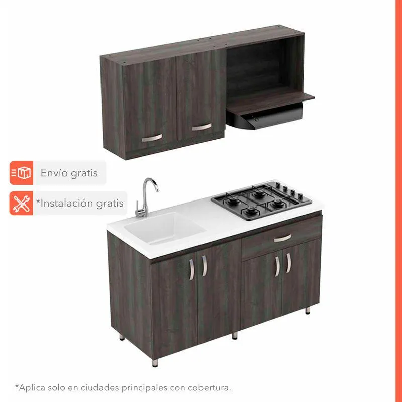 Cocina Cohoes 158*150*60Cm Carbono/Baudo