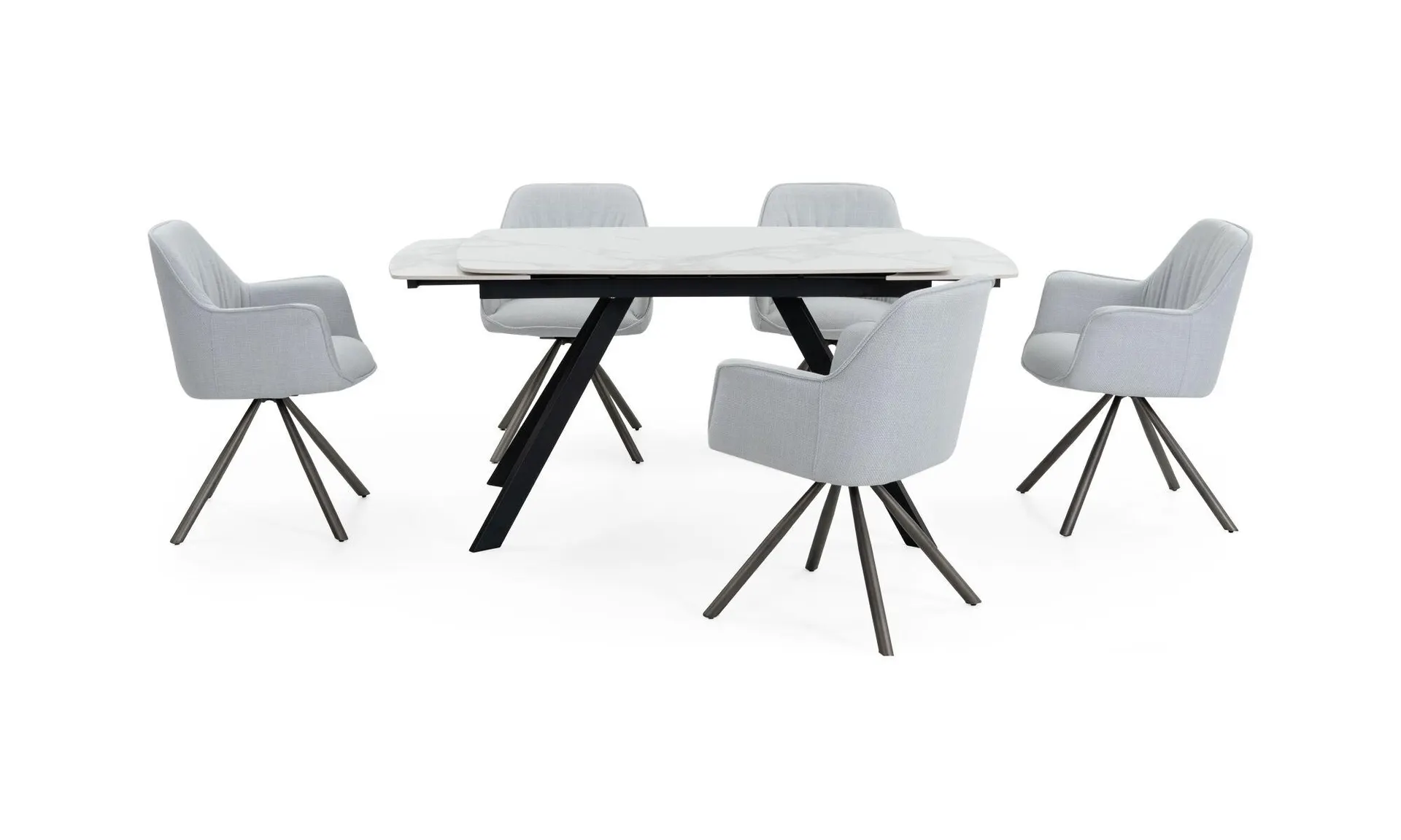 Comedor de Extensión Aston Sinterizado +6 Sillas Sendai