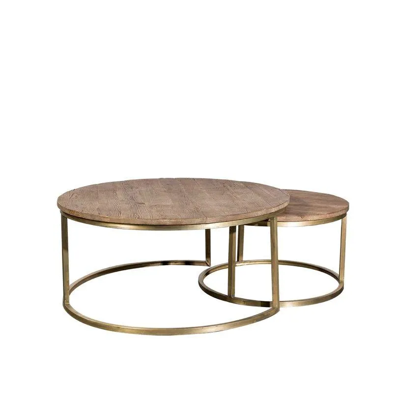 Set x 2 Mesas de Centro Base Brass