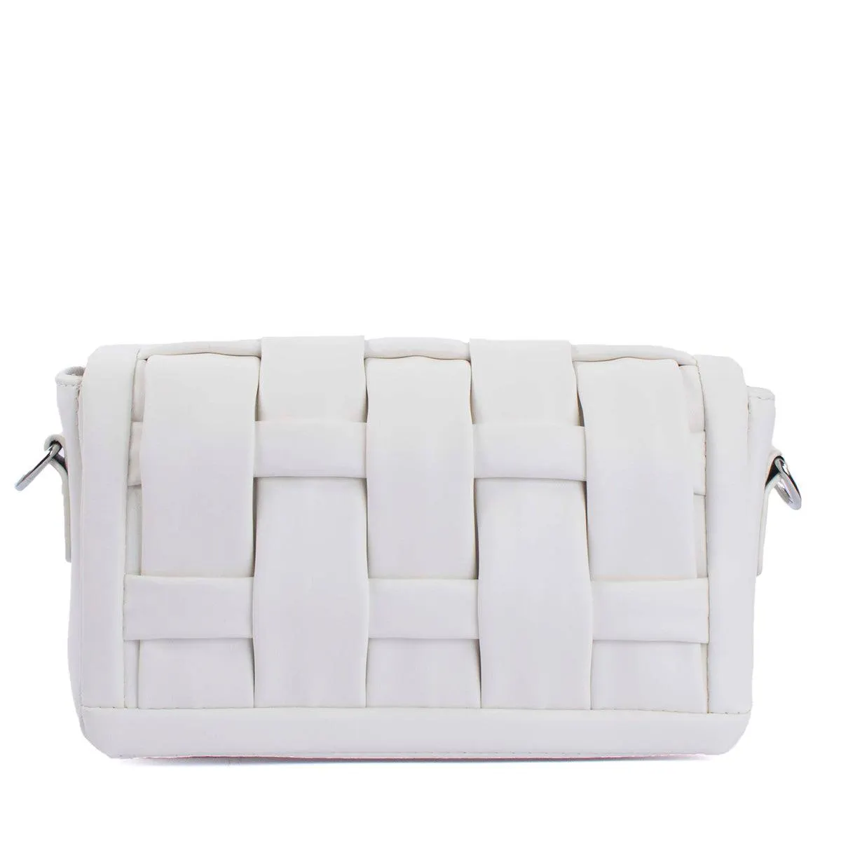 Bolso tipo bandolera color blanco diseño acolchado y moderno