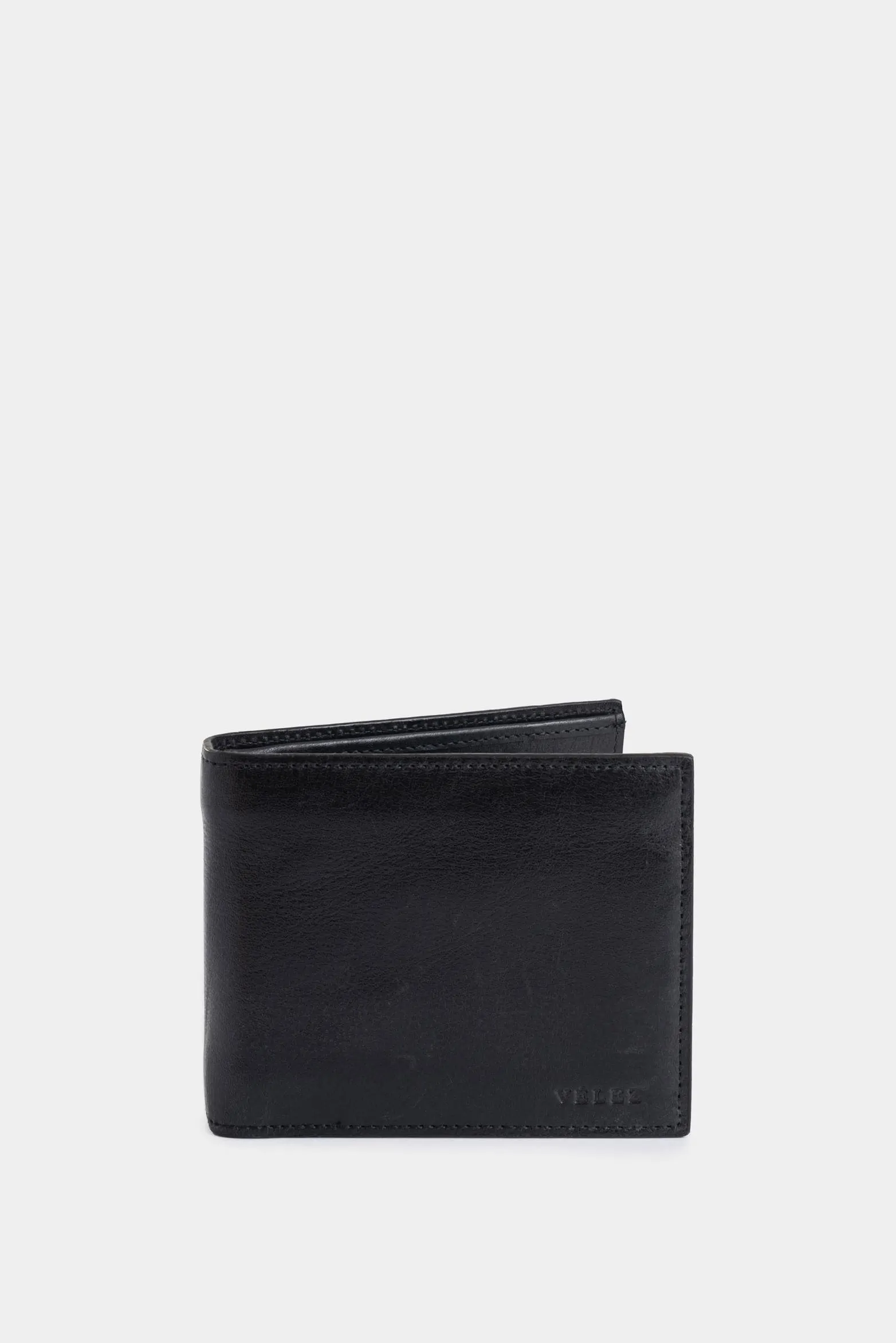 Kit billetera y llavero Boyeros de cuero liso Negro