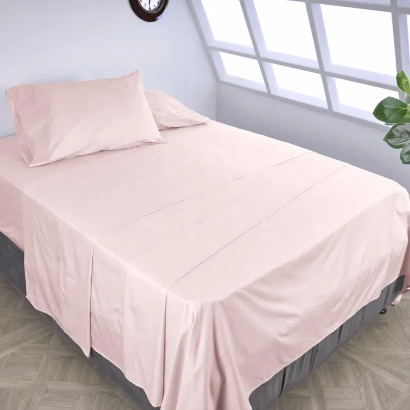 Juego de sábanas algodón 180 hilos unicolor rosado