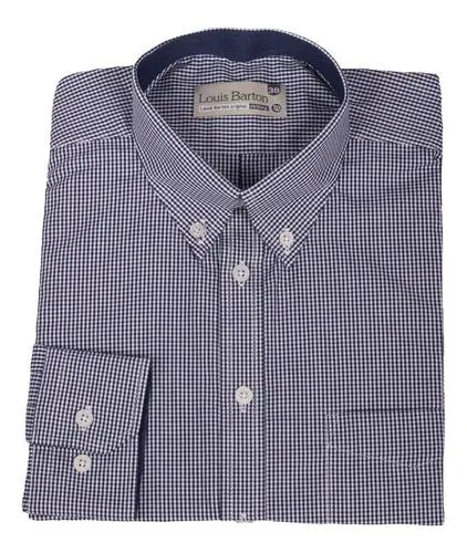 Camisa Manga Larga Cuadros Azules Pequeños – Moldería informal
