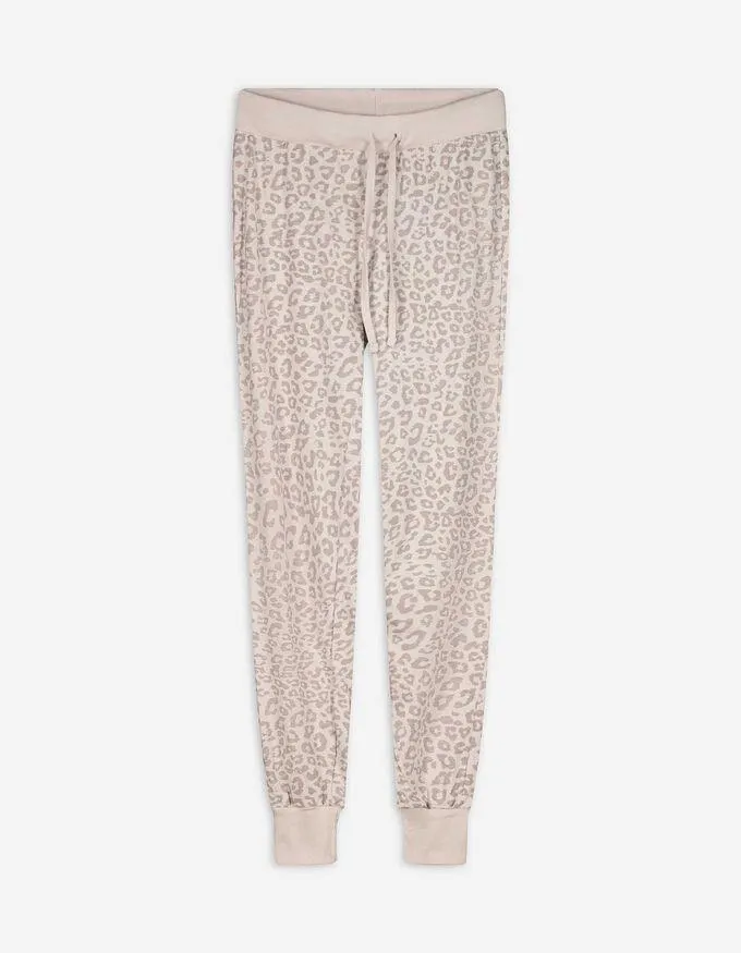 Pyžamové kalhoty - Na spodním lemu šňůrka na stažení - béžová