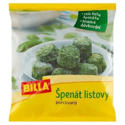 BILLA Špenát listový porcovaný hluboce zmrazený 450g