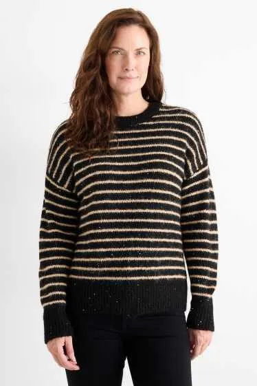 Svetr - s lesklými aplikacemi - pruhovaný