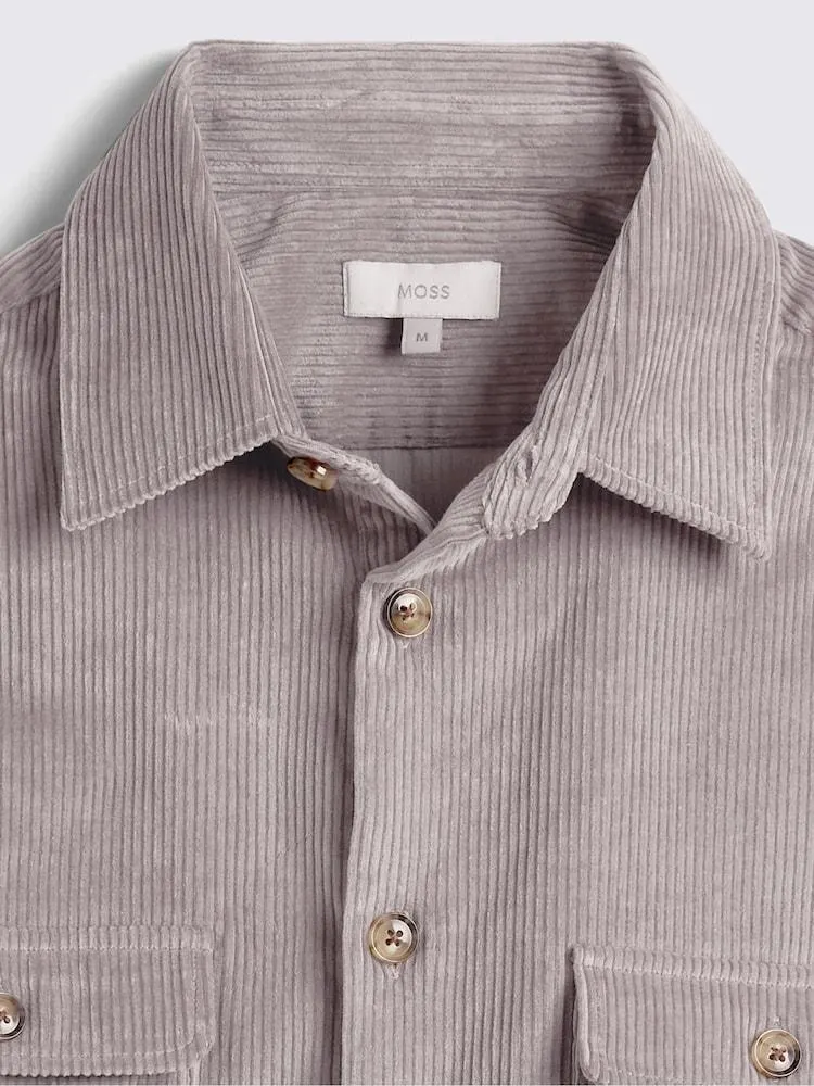 Šedobéžová - Manšestrová svrchní košile Moss