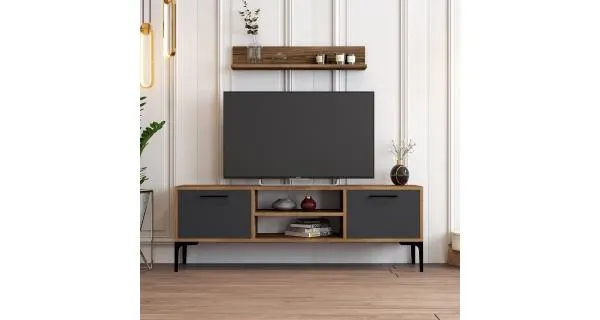 Obývací stěna CLAIRE, vlašský ořech/antracit