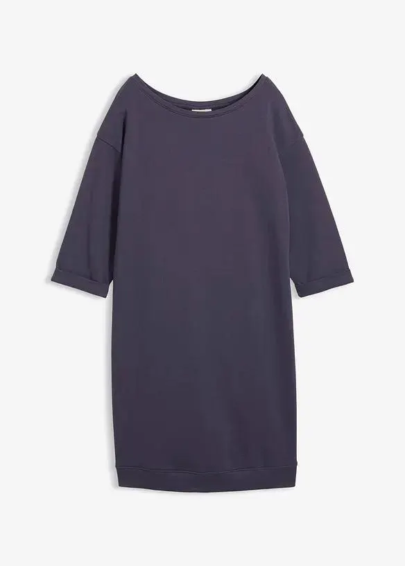 Šaty s 3/4 rukávem, z teplákoviny, uvnitř měkce počesané