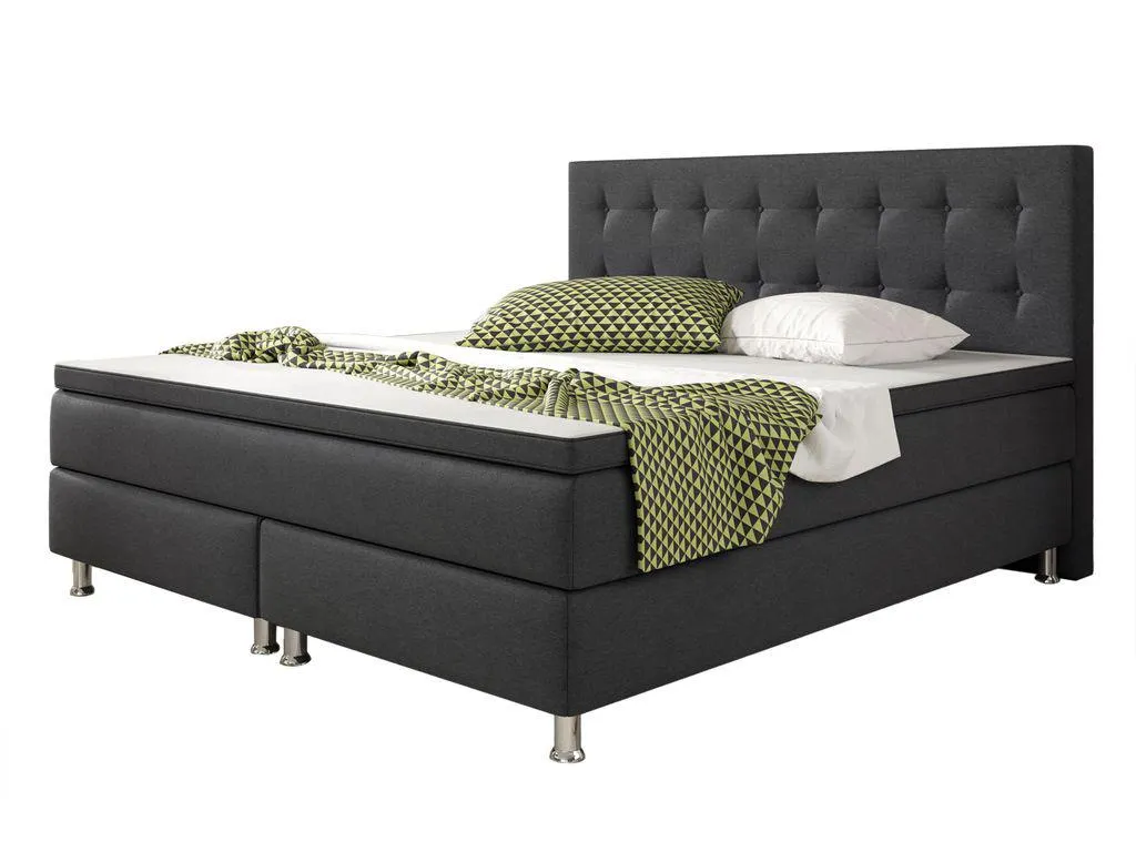 Postel Boxspring Cologne 180x200 tkaná látka antracitová
