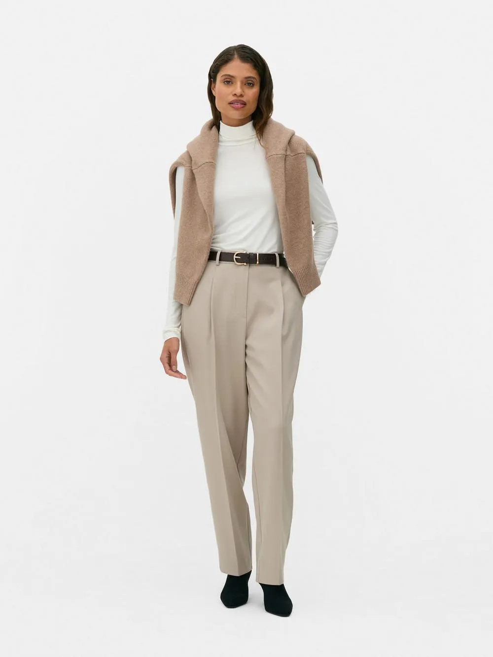 Rolákový žerzejový top s dlouhým rukávem