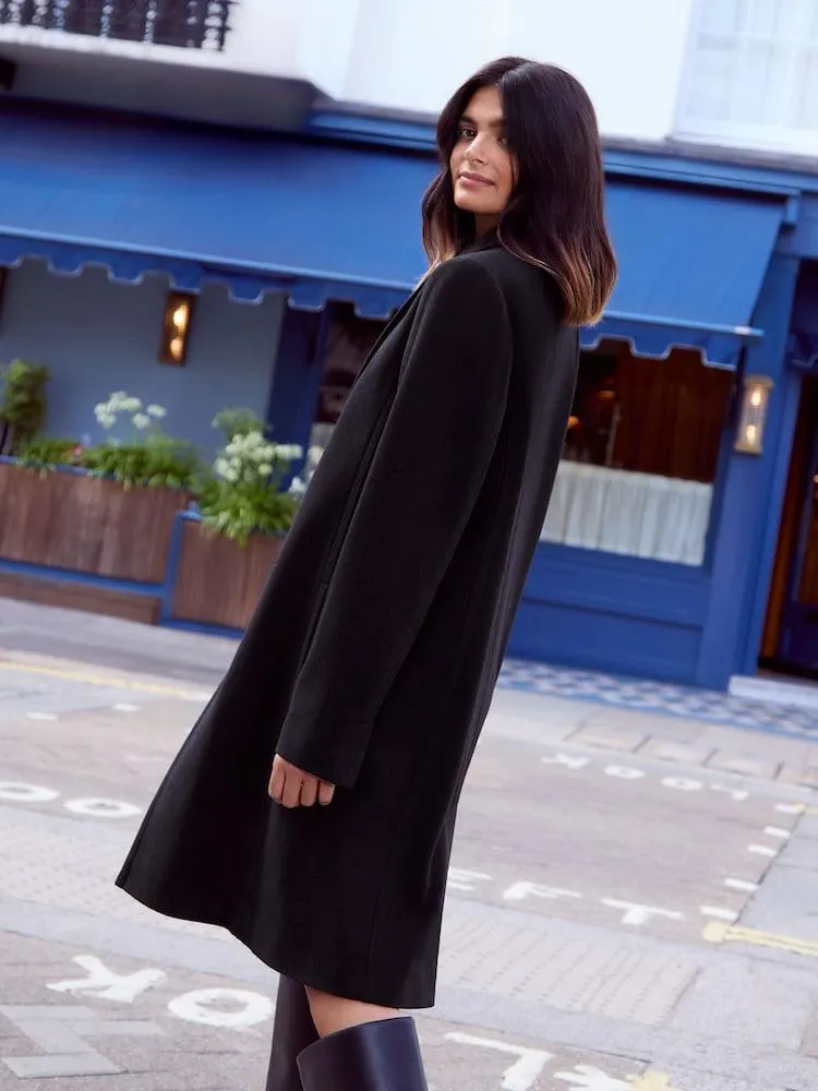 Černý - Friends Like These padnoucího kabátu střední délky na jeden knoflík