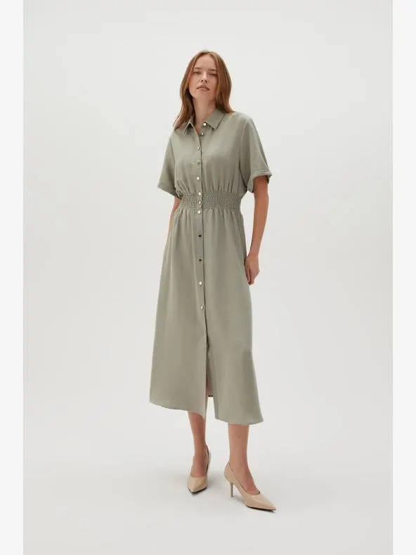 Světle zelené dámské košilové šaty Moodo