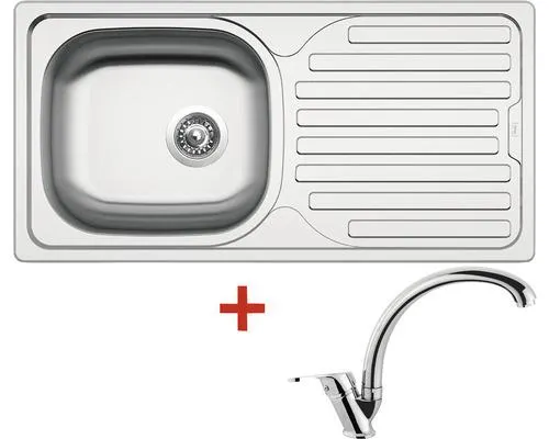 Nerezový dřez s baterií Sinks CLASSIC 860 +EVERA 435 x 860 mm CL8605VEVCL