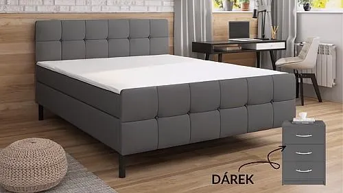 Postel PISA 180cm vč. roštu a matrace + DÁREK 2x noční stolek
