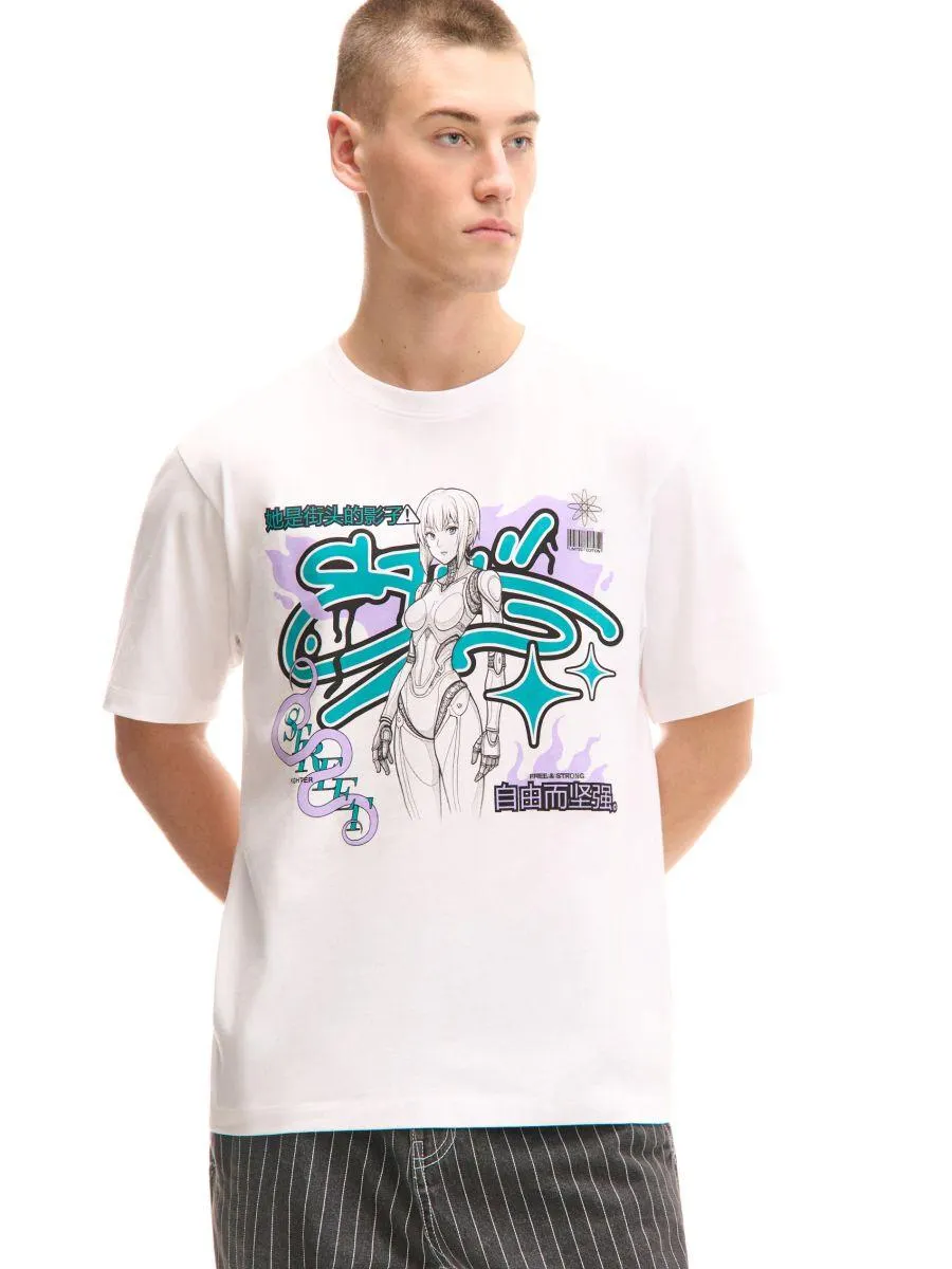 Bílá tričko s potiskem