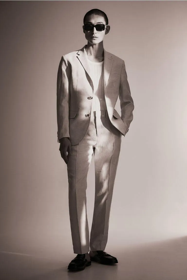 Slim Fit Linen Suit Pants