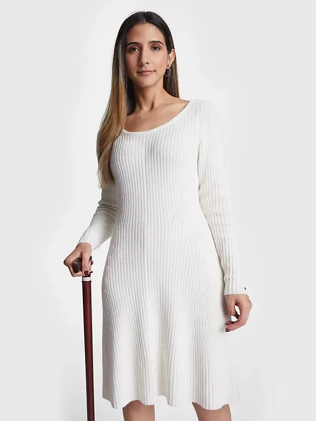 Adaptive Fit And Flare Ribbed Mini Dress