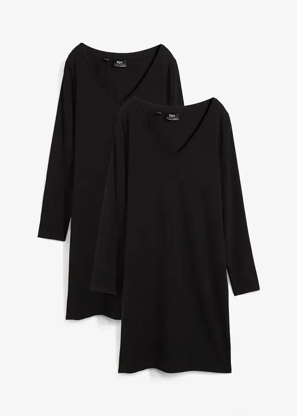 Žerzejové šaty s výstřihem do V (2 ks v balení)