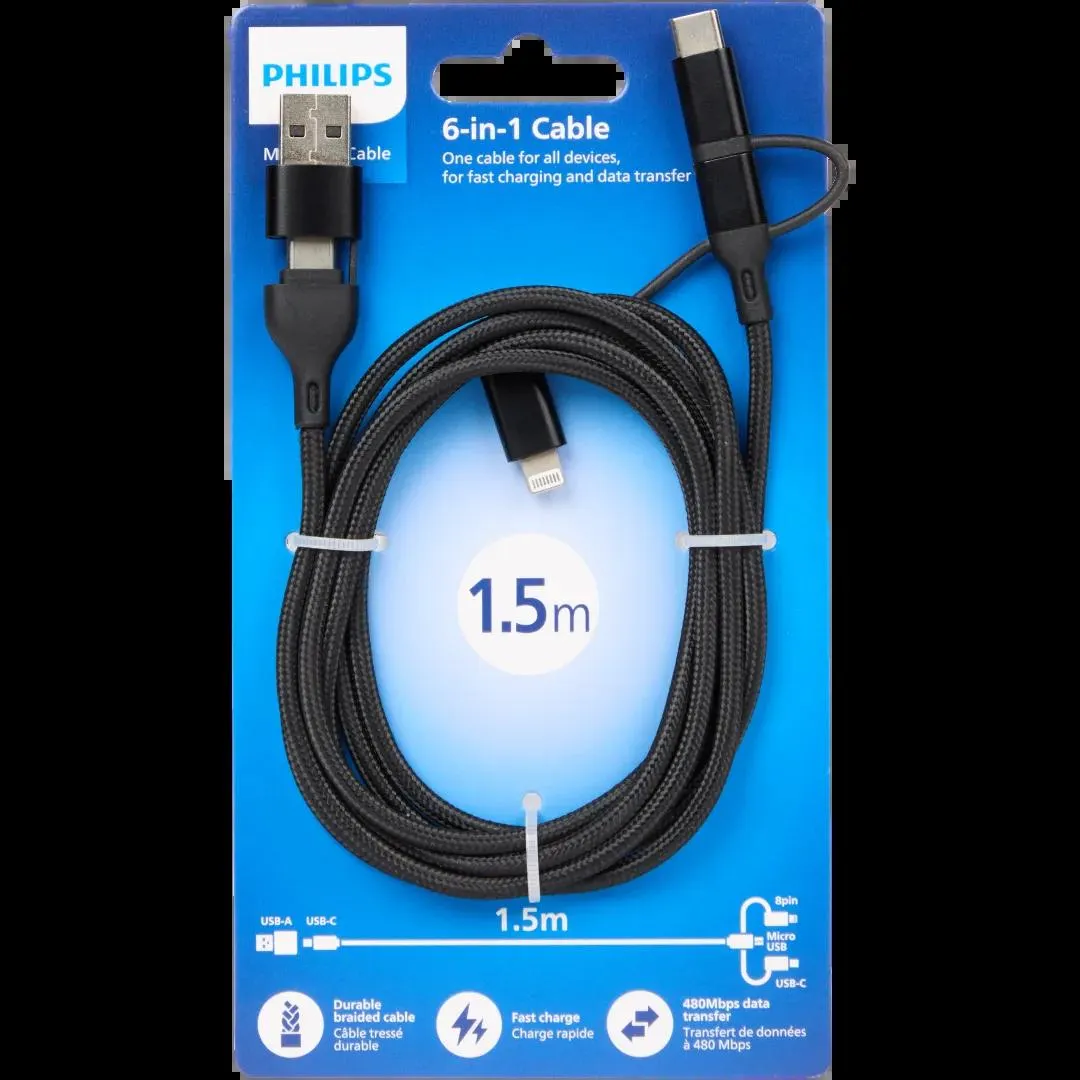 6 v 1: nabíjecí a datový kabel Philips