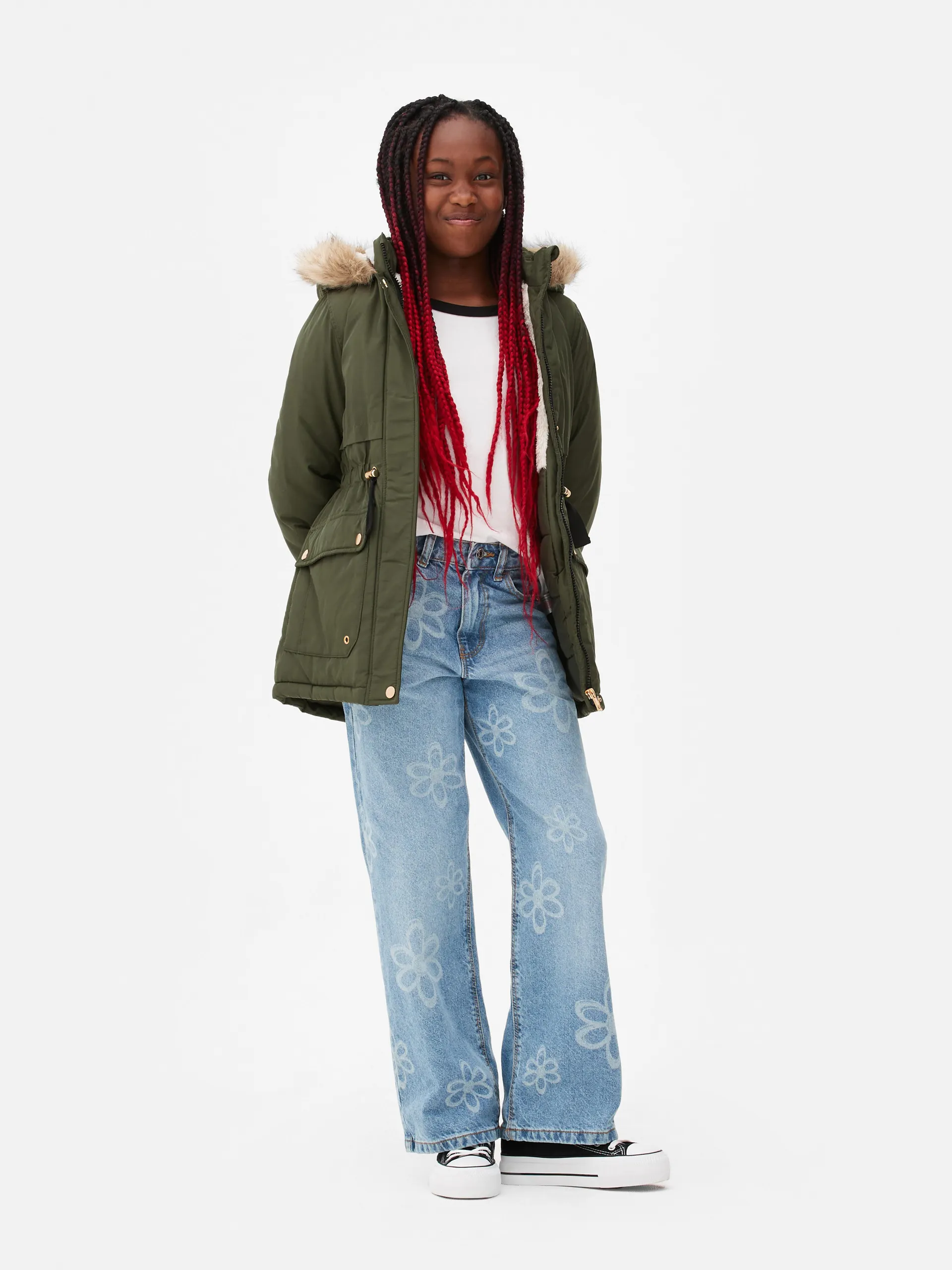 Parka s kapucí z umělé kožešiny