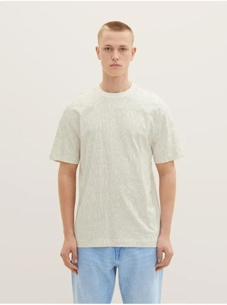 Krémové pánské vzorované tričko Tom Tailor Denim